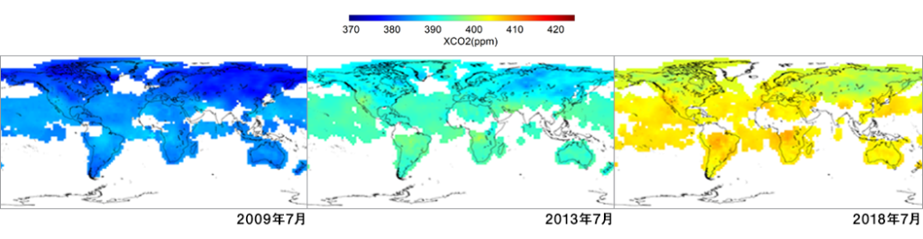 世界のCO2濃度分布観測結果