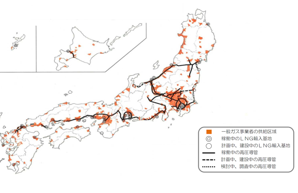 日本のガス導管マップ