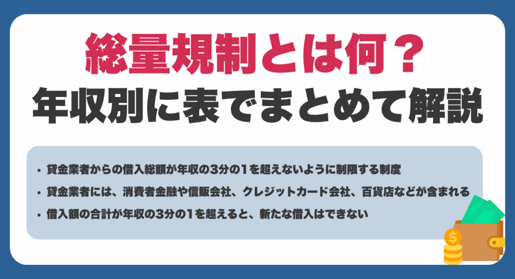 総量規制とは何?年収別に表でまとめて解説