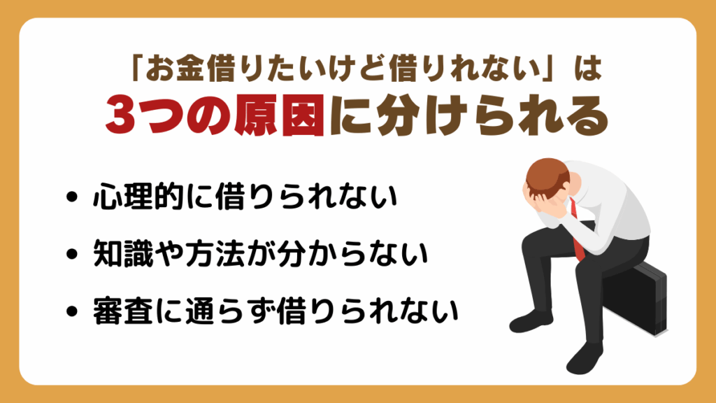 「お金借りたいけど借りれない」は3つの原因に分けられる