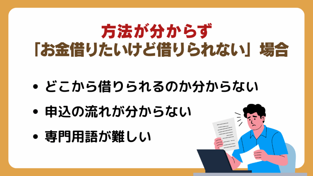 方法が分からず「お金借りたいけど借りれない借りられない」場合