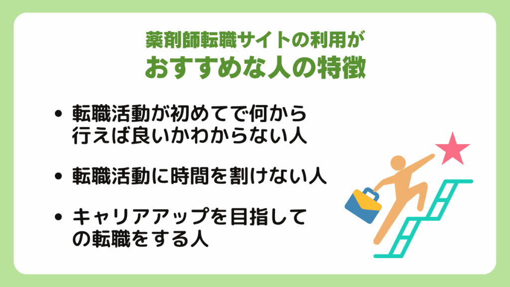 薬剤師転職サイトの利用がおすすめな人の特徴