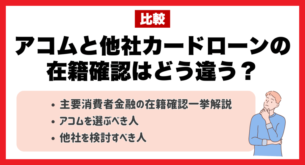 アコムと他社カードローンの在籍確認はどう違う