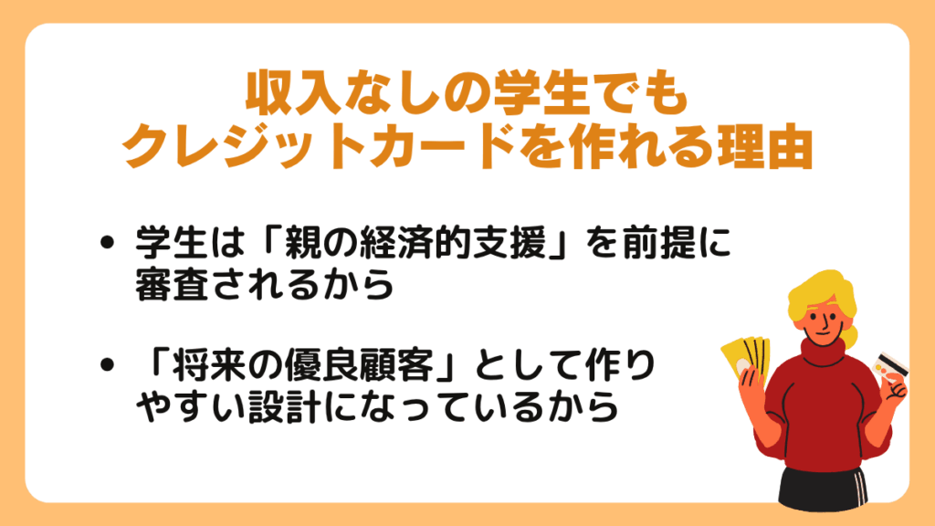 収入なしの学生でもクレジットカードを作れる理由