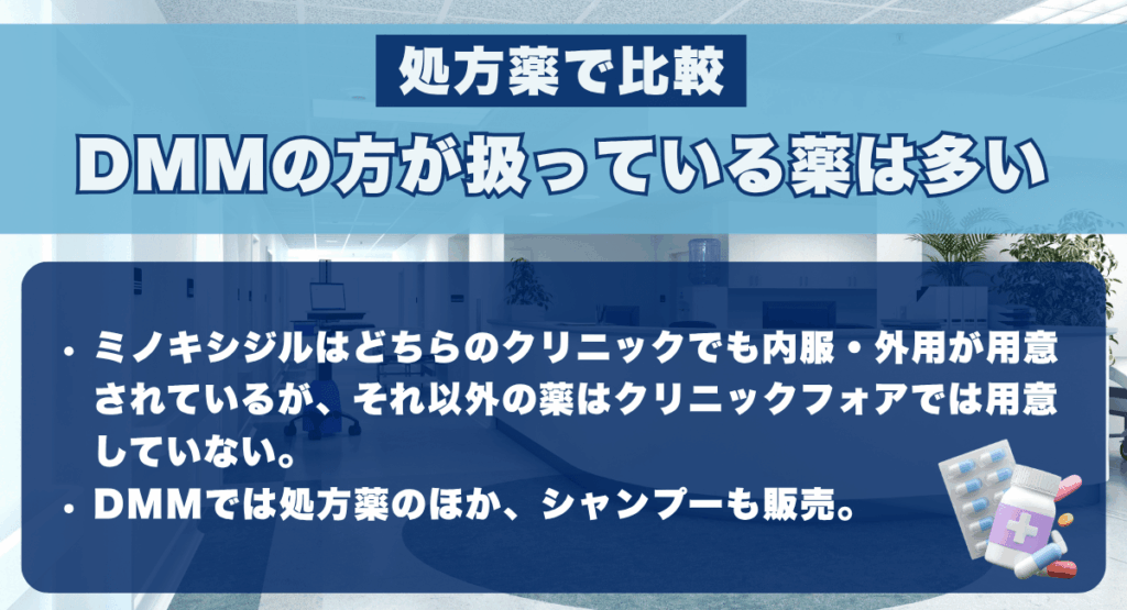 【処方薬で比較】DMMの方が扱っている薬は多い