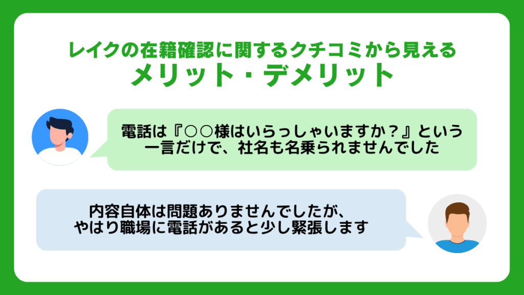 レイクの在籍確認に関するクチコミから見えるメリット・デメリット