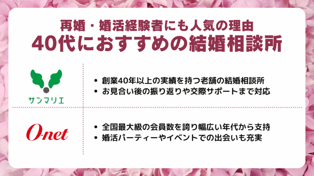 40代におすすめの結婚相談所|再婚・婚活経験者にも人気の理由