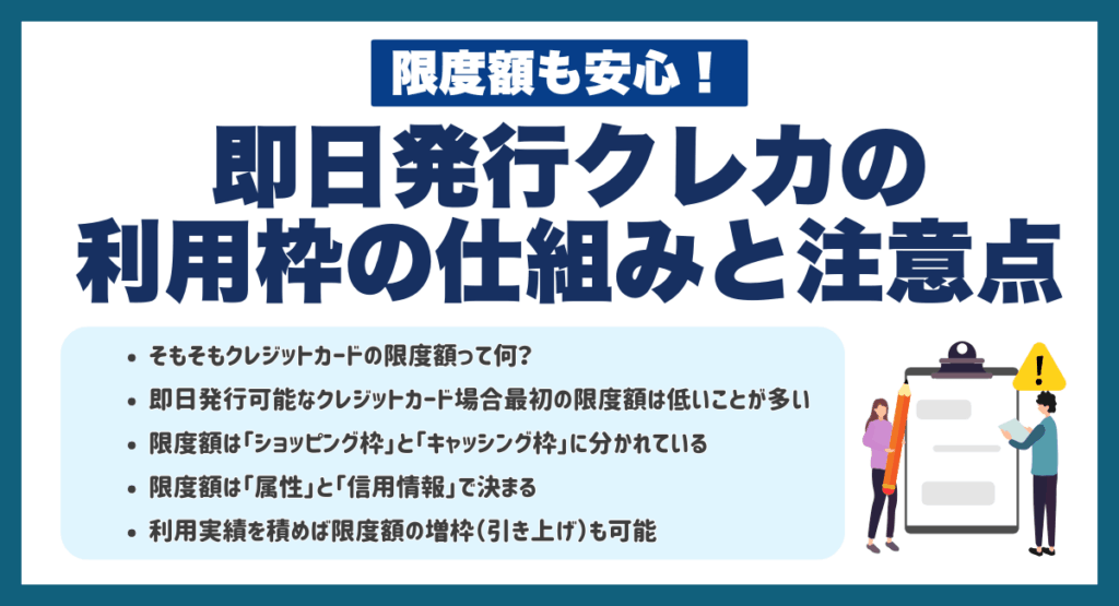 限度額も安心!即日発行クレジットカードの利用枠の仕組みと注意点