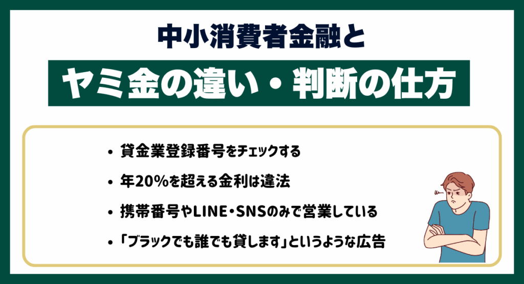 中小消費者金融とヤミ金の違い・判断の仕方