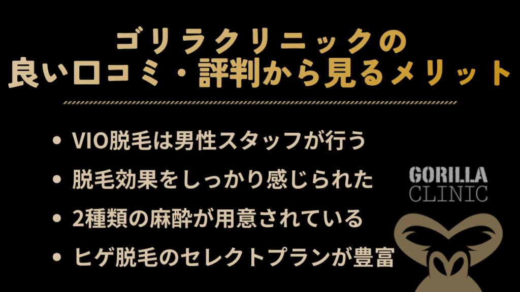 ゴリラクリニックの良い口コミ・評判から見るメリット