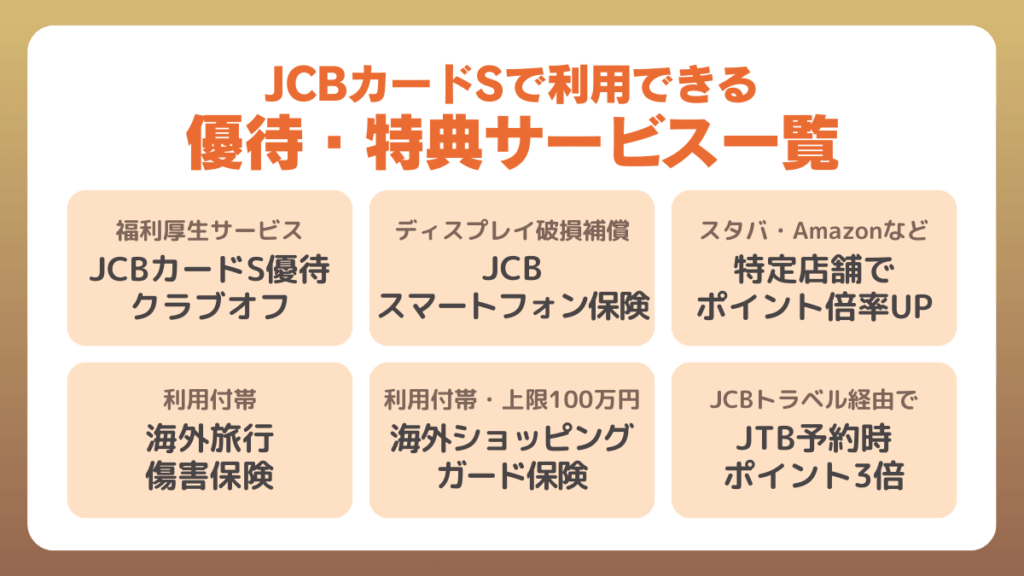 JCBカードSで利用できる優待・特典サービス一覧