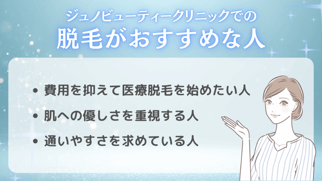 ジュノビューティークリニックでの脱毛がおすすめな人