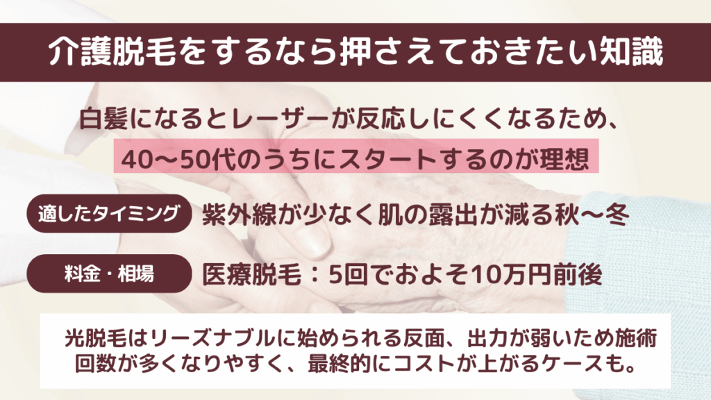 介護脱毛をするなら押さえておきたい知識