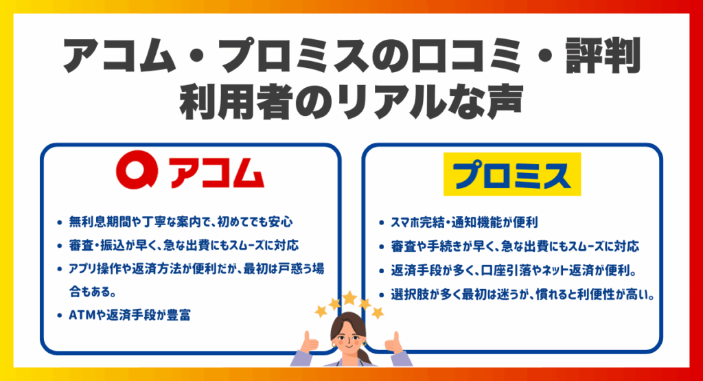 アコム・プロミスの口コミ・評判まとめ