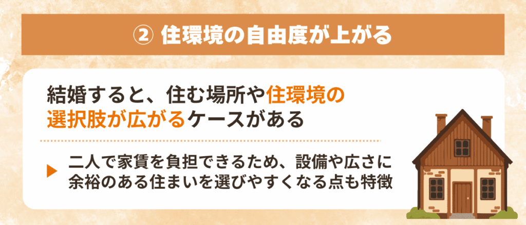 住環境の自由度が上がる