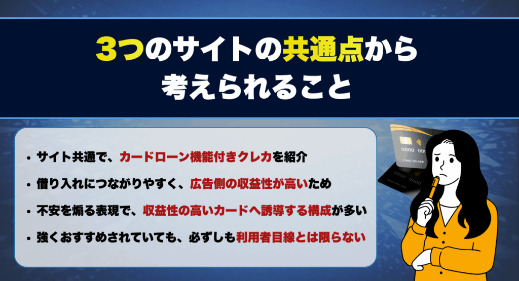 3つのサイトの共通点から考えられること