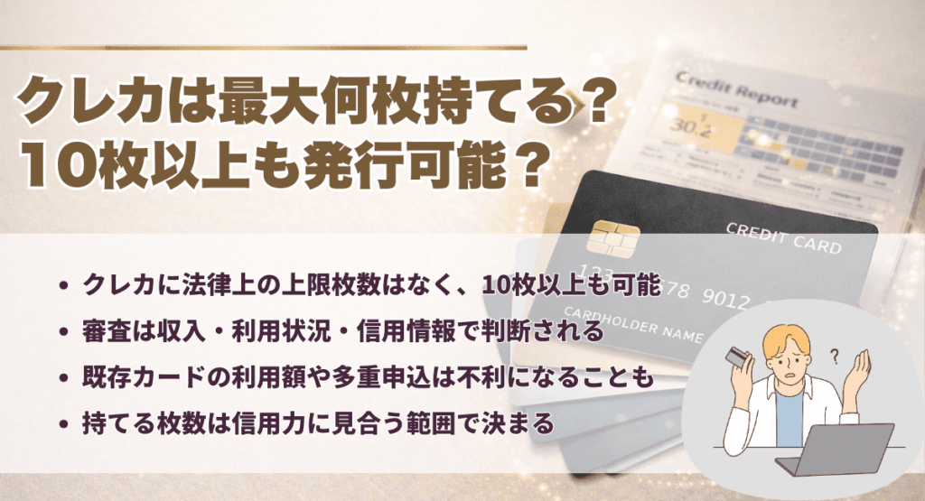クレジットカードは最大何枚まで持つことができる